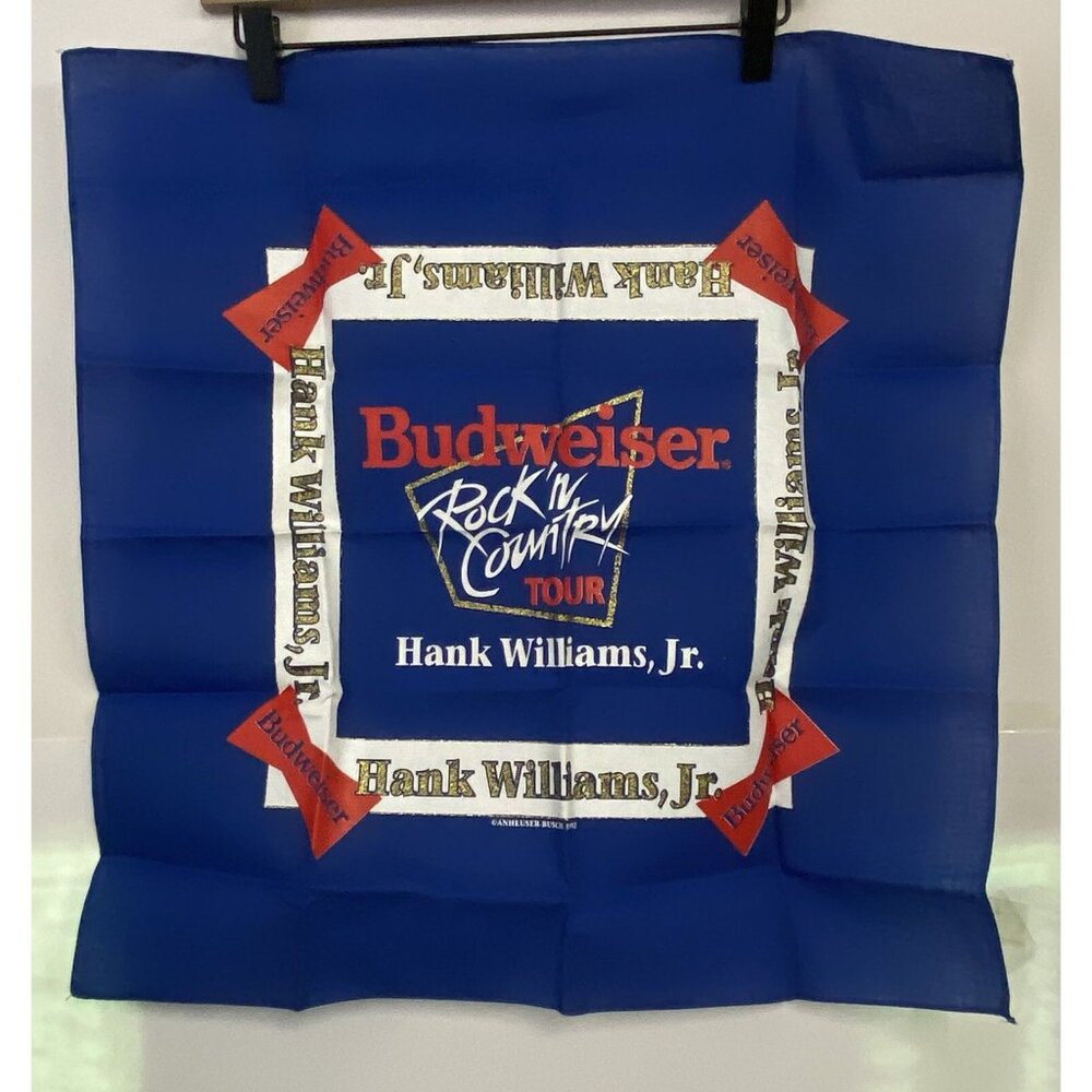 Hank Williams Jr Budweiser Concert Tour Bandana Handkerchief Country 1992